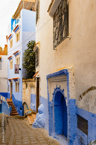 It s Blue painted walls of the houses in Chefchaouen  small town in northwest Morocco famous by its blue buildings