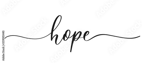 Hope - calligraphic inscription with smooth lines.