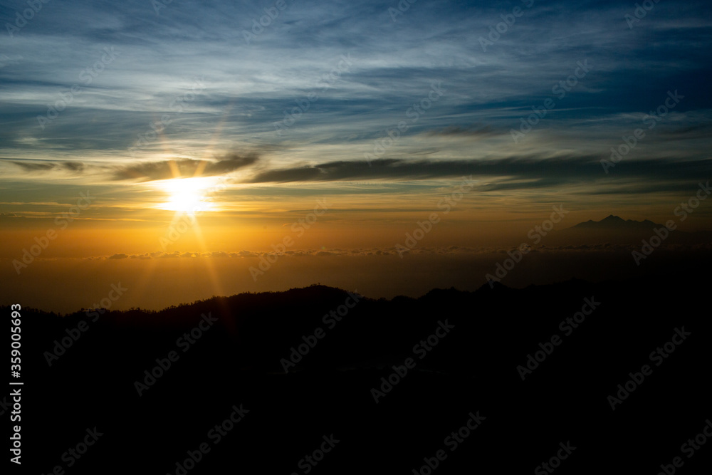 landscape. Dawn overlooking the volcano. BATUR Volcano. Bali Indonesia