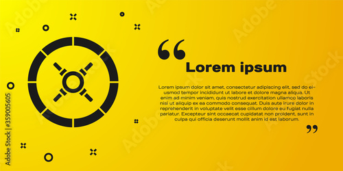 Black Safe icon isolated on yellow background. The door safe a bank vault with a combination lock. Reliable Data Protection. Vector Illustration.