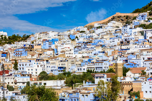 It's Panoramic view of the Chefchaouen, small town in northwest Morocco famous by its blue buildings © Anton Ivanov Photo