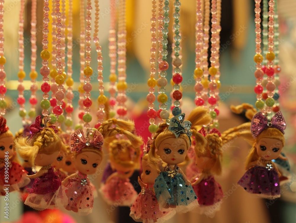 Beautiful and colorful dolls with colorful bead. 