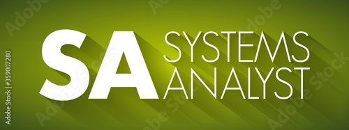 SA - Systems Analyst acronym, technology concept background