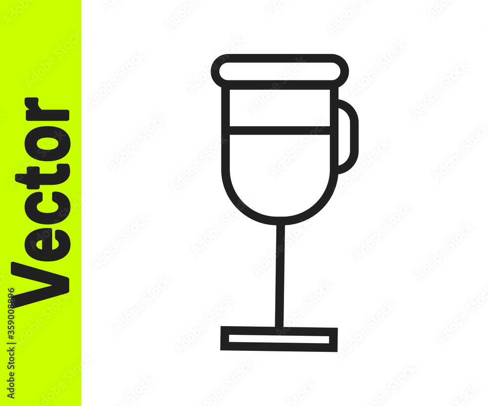 Black line Irish coffee icon isolated on white background. Vector Illustration. Black line Irish coffee icon isolated on white background. Vector Illustration.