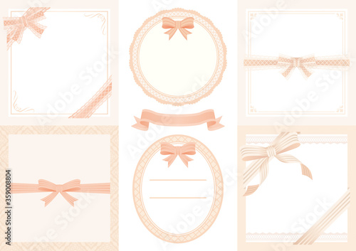 elegance ribbon frame background set