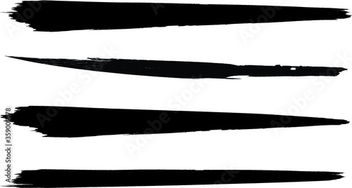 Grunge Paint Roller . Vector brush Stroke . Distressed banner . Black stripes isolated. paintbrush collection . Modern Textured shape . Dry border in Black . Bulge lines