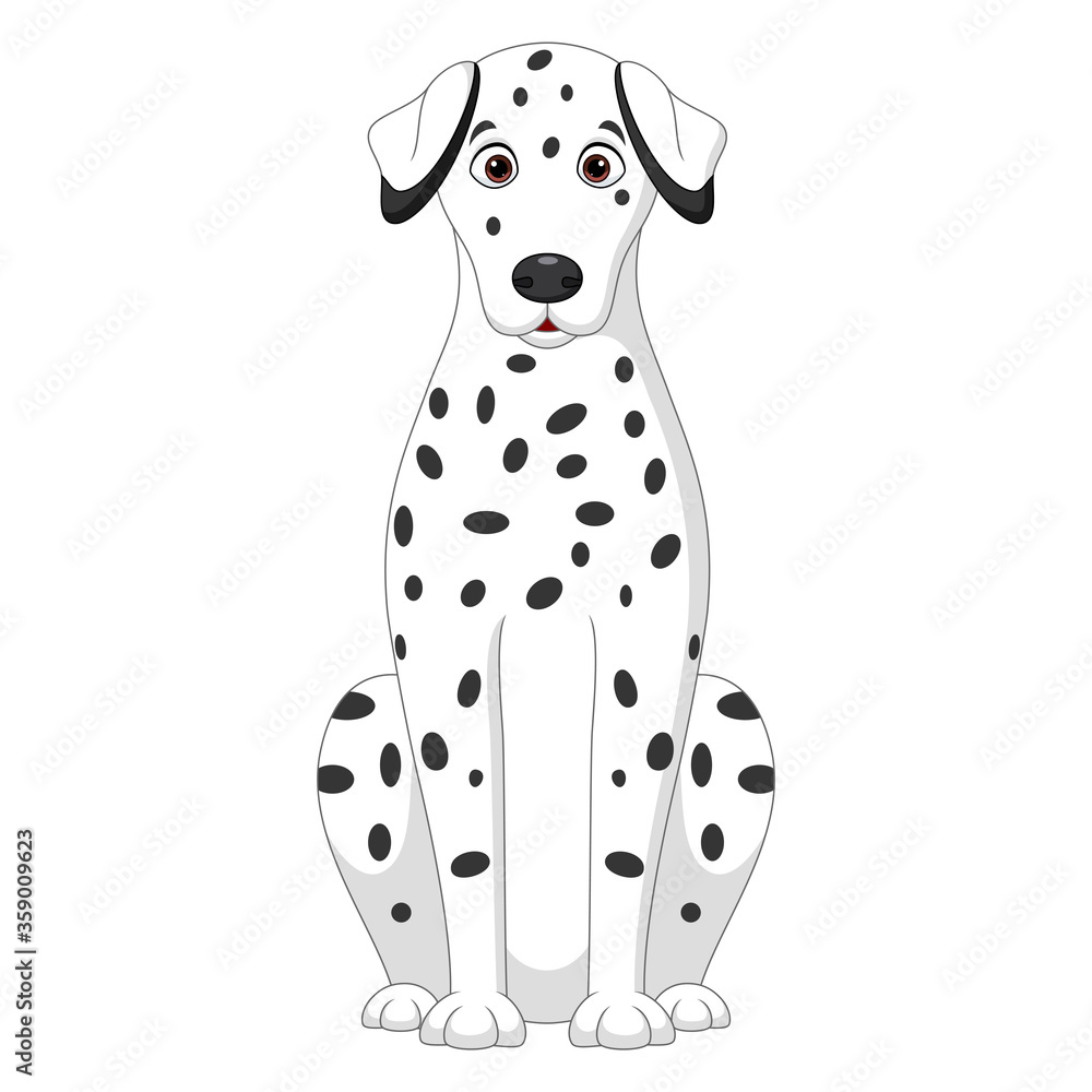Illustration of sitting dalmatian dog cartoon on white background Illustration of sitting dalmatian dog cartoon on white background