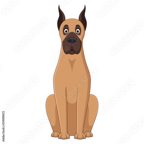 Illustration of sitting vizsla dog cartoon on white background