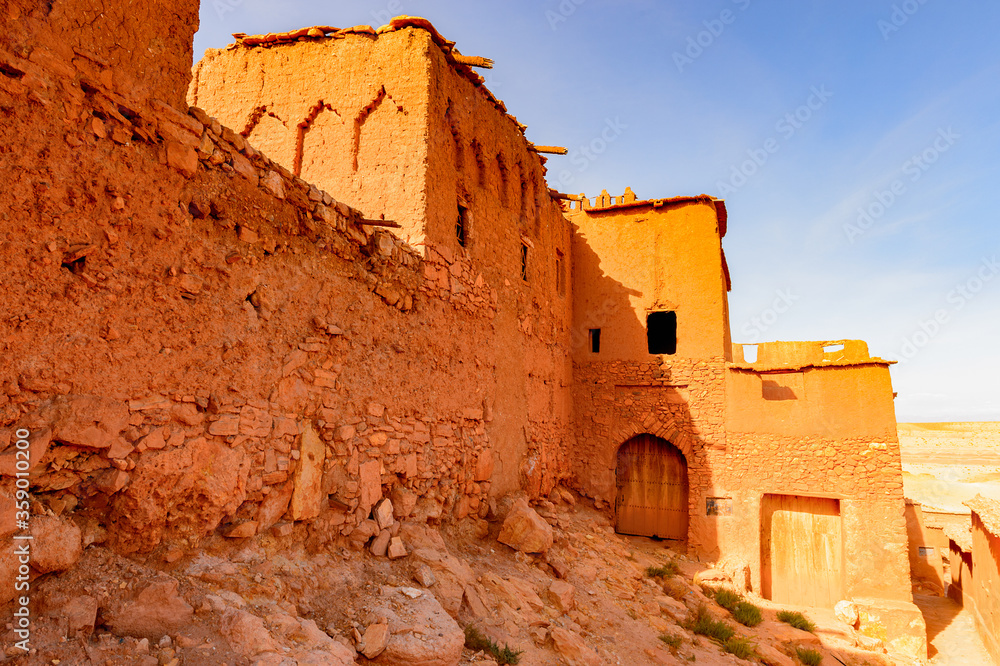 It's Kasr of Ait Benhaddou, a fortified city, the former caravan way from Sahara to Marrakech. UNESCO World Heritage, Morocco