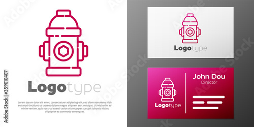 Logotype line Fire hydrant icon isolated on white background. Logo design template element. Vector Illustration.