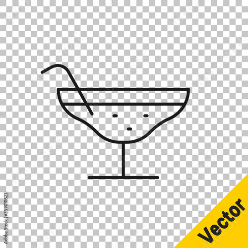 Black line Cocktail icon isolated on transparent background. Vector Illustration.