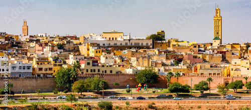 It's Panoramic view of Meknes, a city in Morocco which was founded in the 11th century by the Almoravids as a military settlement, photo