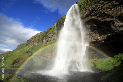 The wonderful waterfall Seljalandsfoss ij Iceland with rainbow