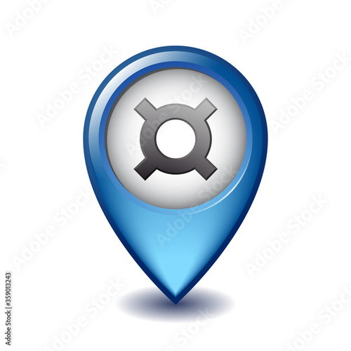 Generic currency symbol on Mapping Marker vector icon.