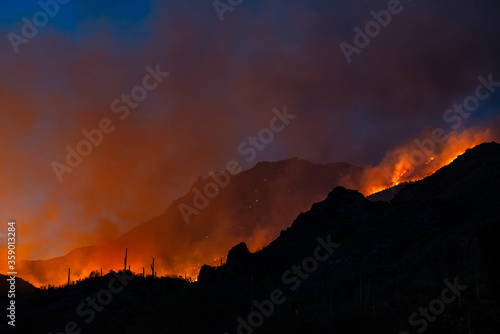 fire in the mountains, Big Horn fire in Tuscon AZ`