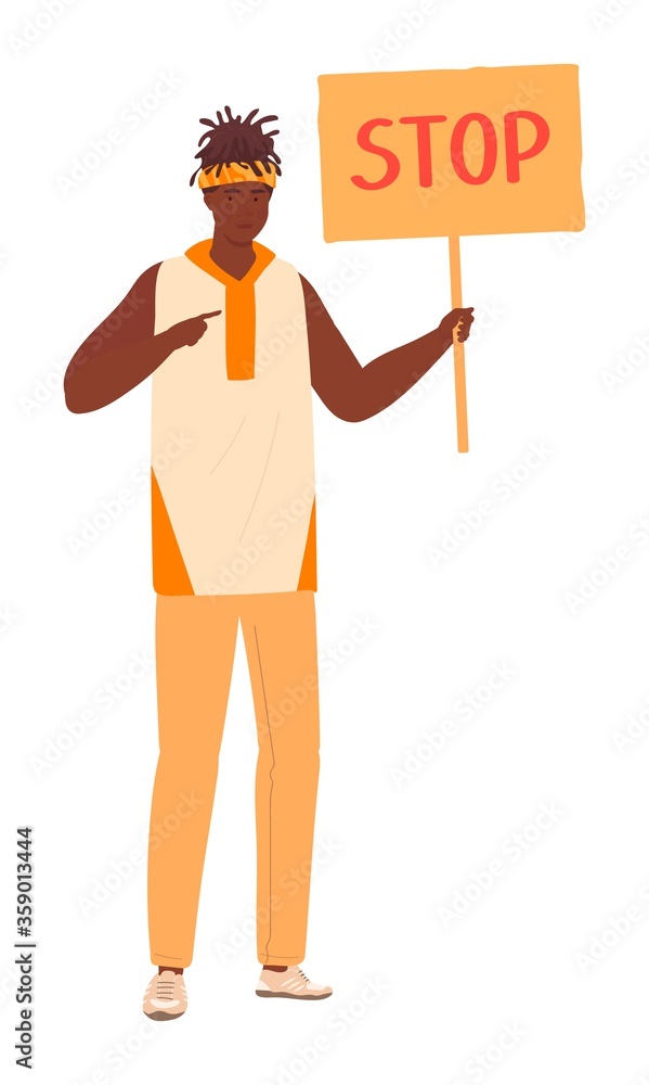 Protest people against discrimination All Lives Meter, set of cartoon characters isolated on white, vector illustration. Men and women activists protest with signboards, anti racism discrimination