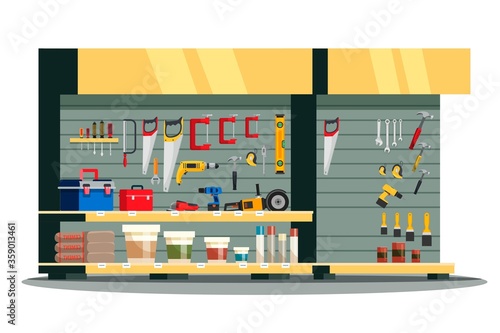Tools shop showcase for painting or carpentry work