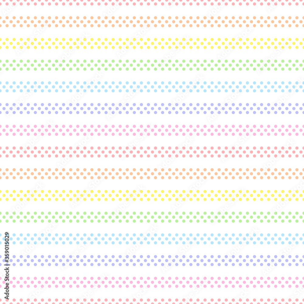 Rainbow seamless horizontal striped pattern, vector illustration. Seamless pattern with pastel colorful lines from dots. Kids pastel rainbow geometric background Rainbow seamless horizontal striped pattern, vector illustration. Seamless pattern with pastel colorful lines from dots. Kids pastel rainbow geometric background