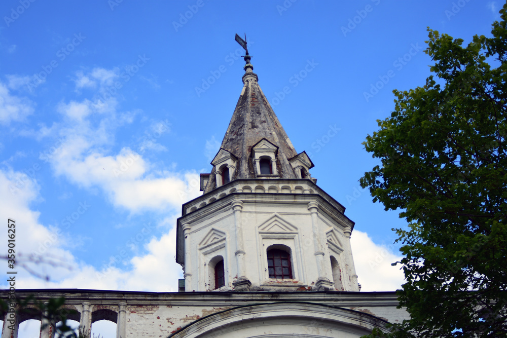 Old architecture of Izmailovo manor in Moscow. Popular landmark. Color photo.	
