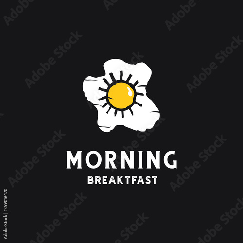 omelet egg with bright sun for moring breakfast logo design