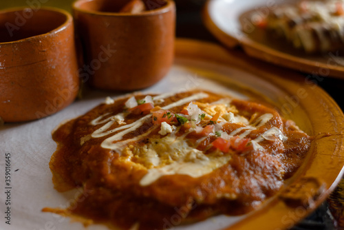 Mexican cuisine dishes at a Mexican restaurant 