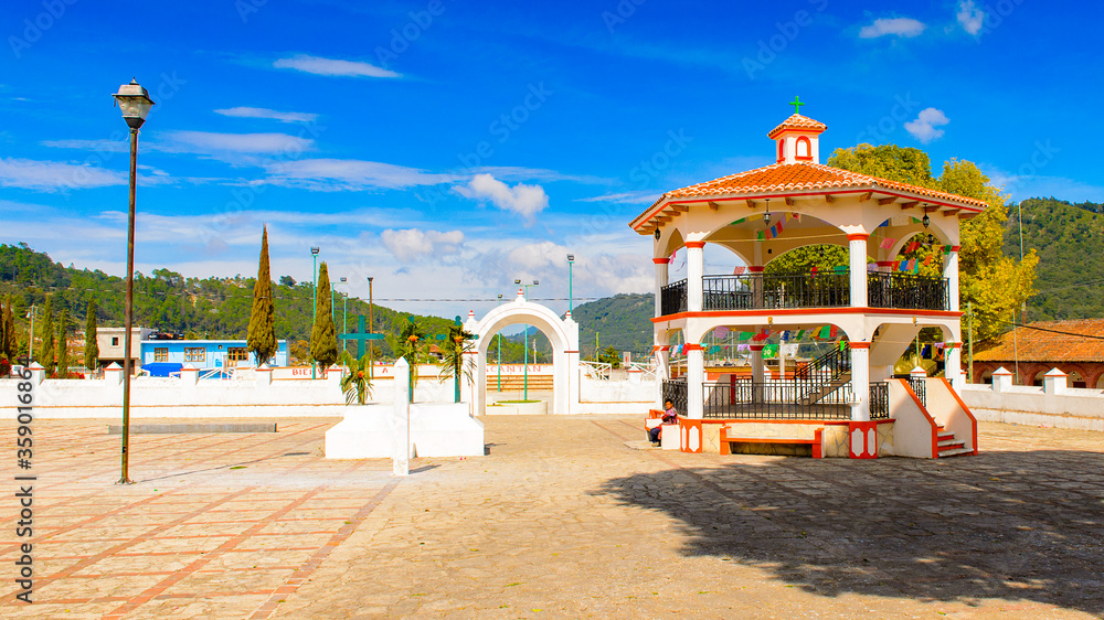 Architecture of Zinacantan, state of Chiapas, Mexico.