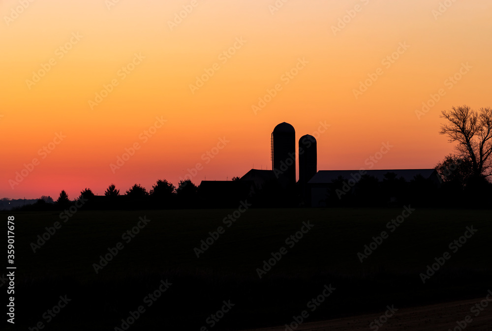 Silhouette of a Farm