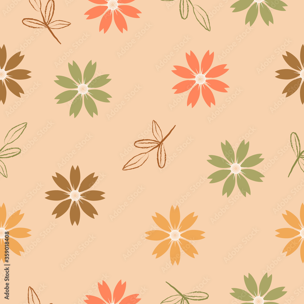 Seamless hand drawn floral pattern background vector illustration for design
