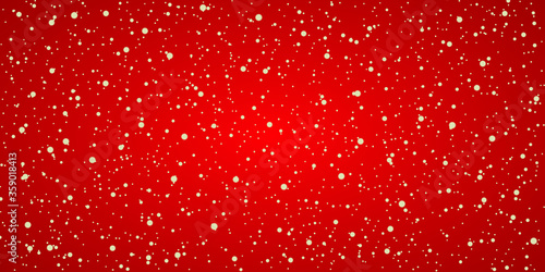 Snow red background. Christmas snowy winter design. White falling snowflakes, abstract landscape. Cold weather effect. Magic nature fantasy snowfall texture decoration Vector illustration
