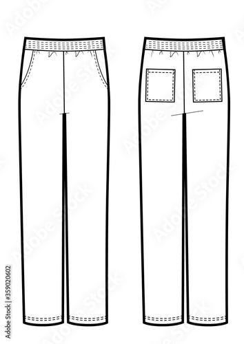 Mans sport pants mockup. Vestor technikal sketch