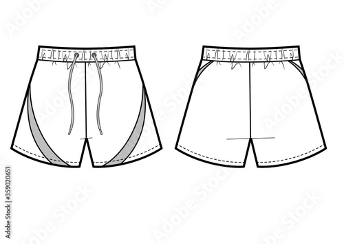 Mans sport shorts wide fit. Vestor technikal sketch