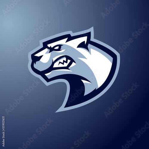 Wolf mascot logo design with modern illustration concept style for badge, emblem and t shirt printing. Angry wolf illustration for sport and e-sport team.