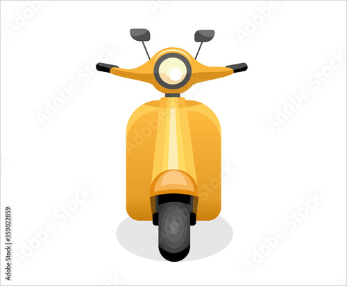 Scooter, motor bicycle, moped frontal, motorbike flat isolated vector illustration on white background