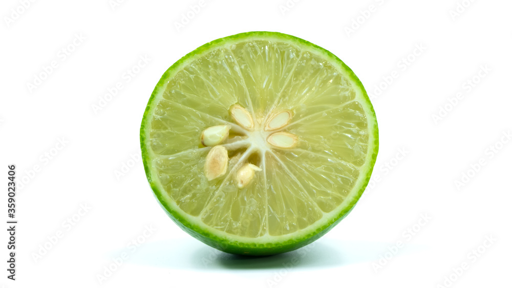 The half of the lime is revealed inside. The half of the lime is revealed inside.