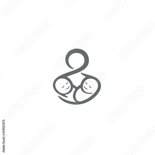 Doula, Twin Babies and Infinity Symbol logo / icon design