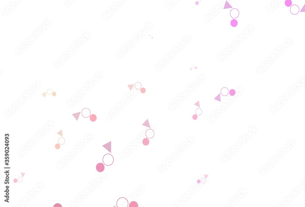 Light Pink, Yellow vector background with triangles, circles.