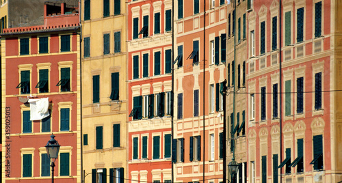 Typical colorful houses in Camogli, Liguria, Italy 
