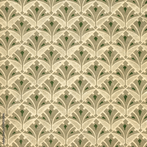 Used vintage wallpaper with stylized leaves - XL size - grainy surface photo