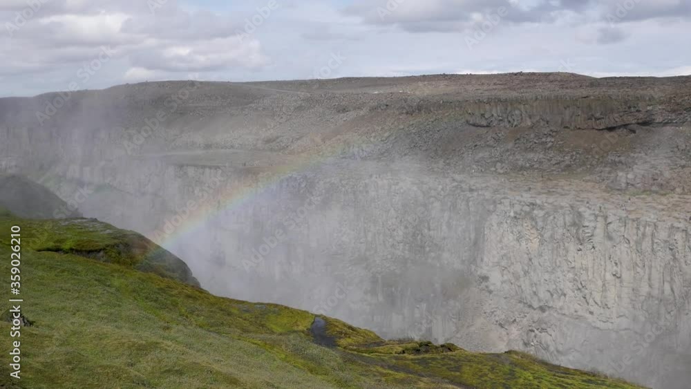 Detifoss waterfall with rainbow, Iceland Detifoss waterfall with rainbow, Iceland