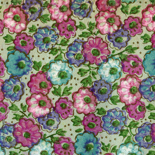 Used floral vintage wallpaper - natural grainy surface