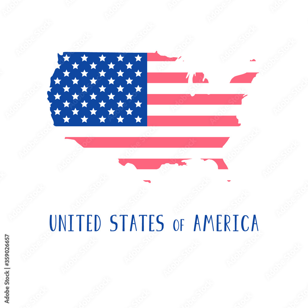 Vector contour map of United States of America with flag Vector contour map of United States of America with flag