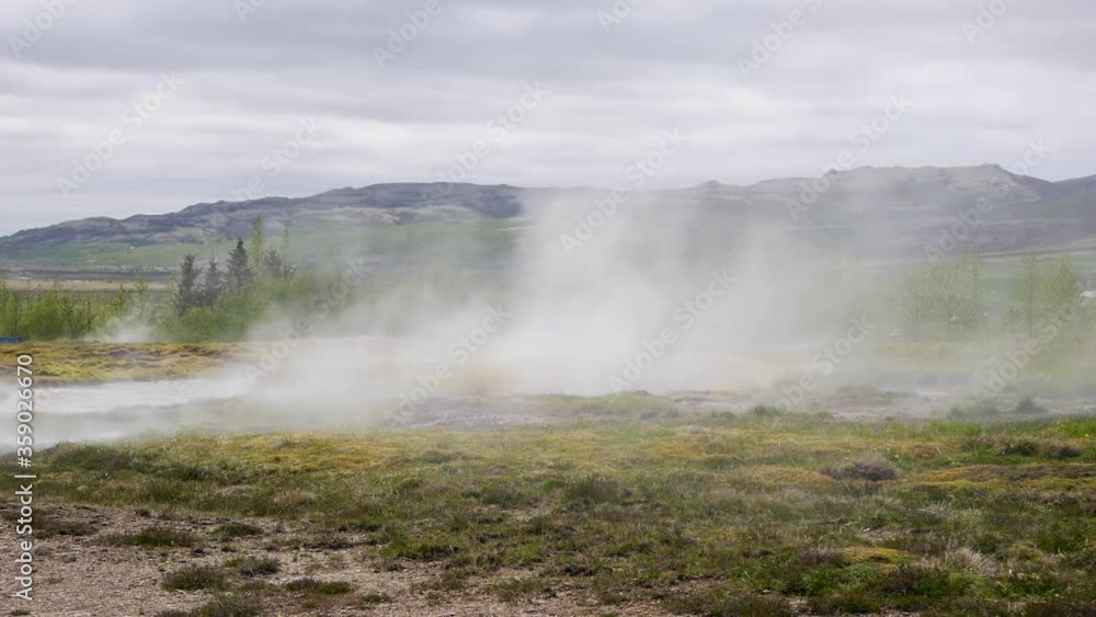 Steam blow out in Geyser. Geysir Hot Spring Area Iceland Steam blow out in Geyser. Geysir Hot Spring Area Iceland