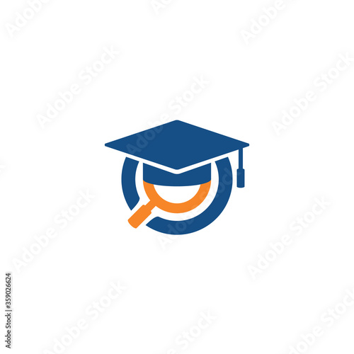 Graduate Hat and Magnifying Glass logo design