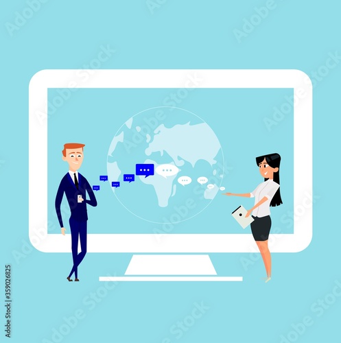 person  business  concept  vector  work  computer  illustration  remote  technology  online  laptop  home  freelance  workplace  internet  web  job  office  communication  man  house  connection  work