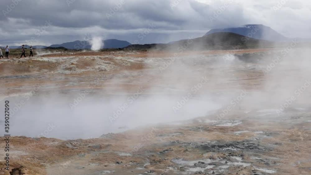 Hot springs Namafjall, Iceland. Geothermal area with fumaroles and mud pots Hot springs Namafjall, Iceland. Geothermal area with fumaroles and mud pots