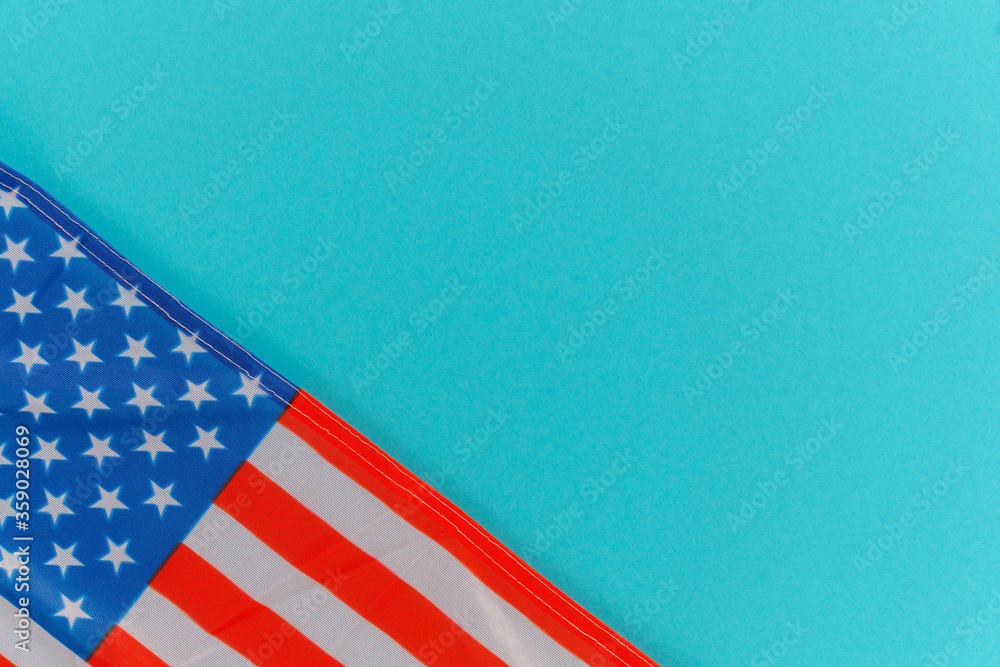 Obraz premium Happy Independence Day 4th july background with american flag decorated of stars and flag. Holidays table top view. flat lay