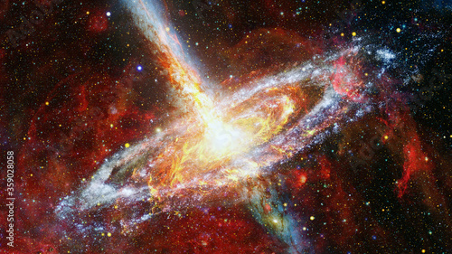 Fototapeta Naklejka Na Ścianę i Meble -  Space landscape with nebula and pulsar. Elements of this image furnished by NASA