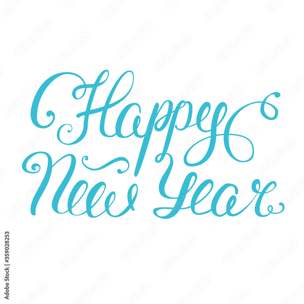 Happy new year lettering. Vector illustration.