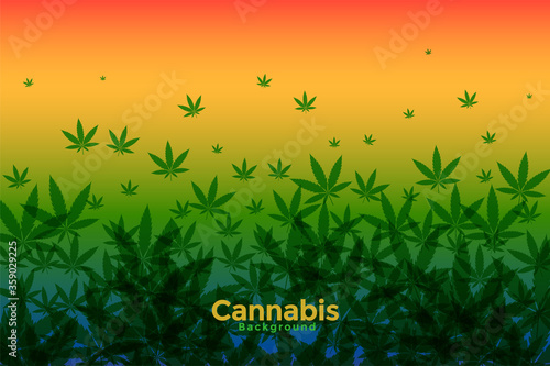 cannabis leaves background with warm gradient color