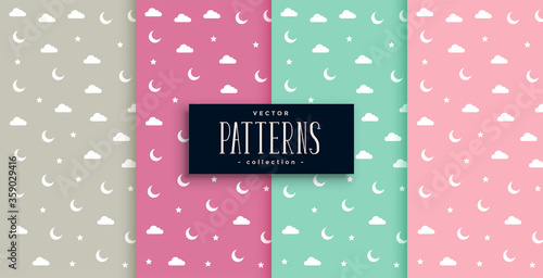 cloud moon and star dreamy patterns set